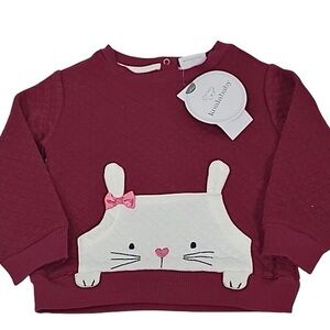 Koala Baby NWT 12-18M Long Sleeve Burgundy Sweater Bunny Pockets Easter